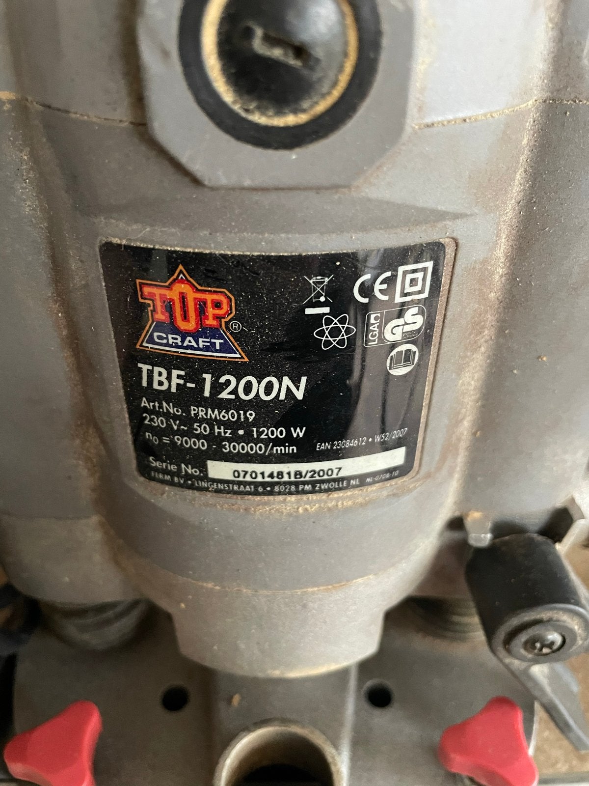 Top Craft Bovenfrees TBF-1200N - 1200W, Ophalen of Verzenden, Gebruikt, Elektrisch, Bovenfrees