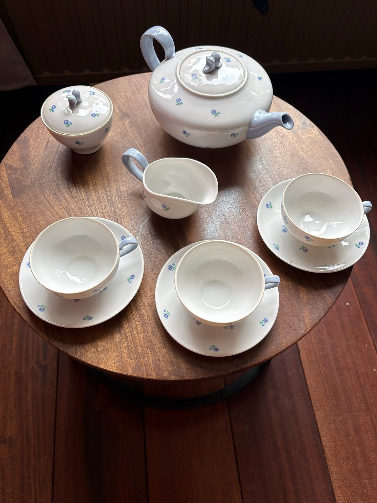 Vintage Mosa Maastricht theeservies met bloemetjesmotief, Gebruikt, Overige merken, Keramiek, Vintage