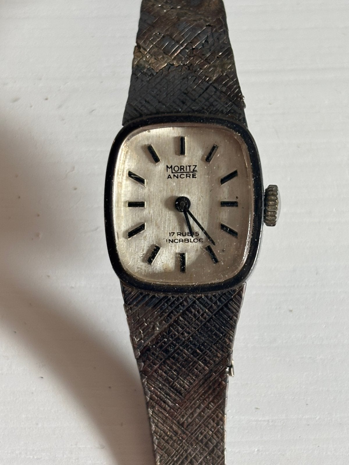 Vintage Moritz Ancre Dames Horloge – 17 Rubis Incabloc, Ophalen of Verzenden, Gebruikt, Staal, Overige merken