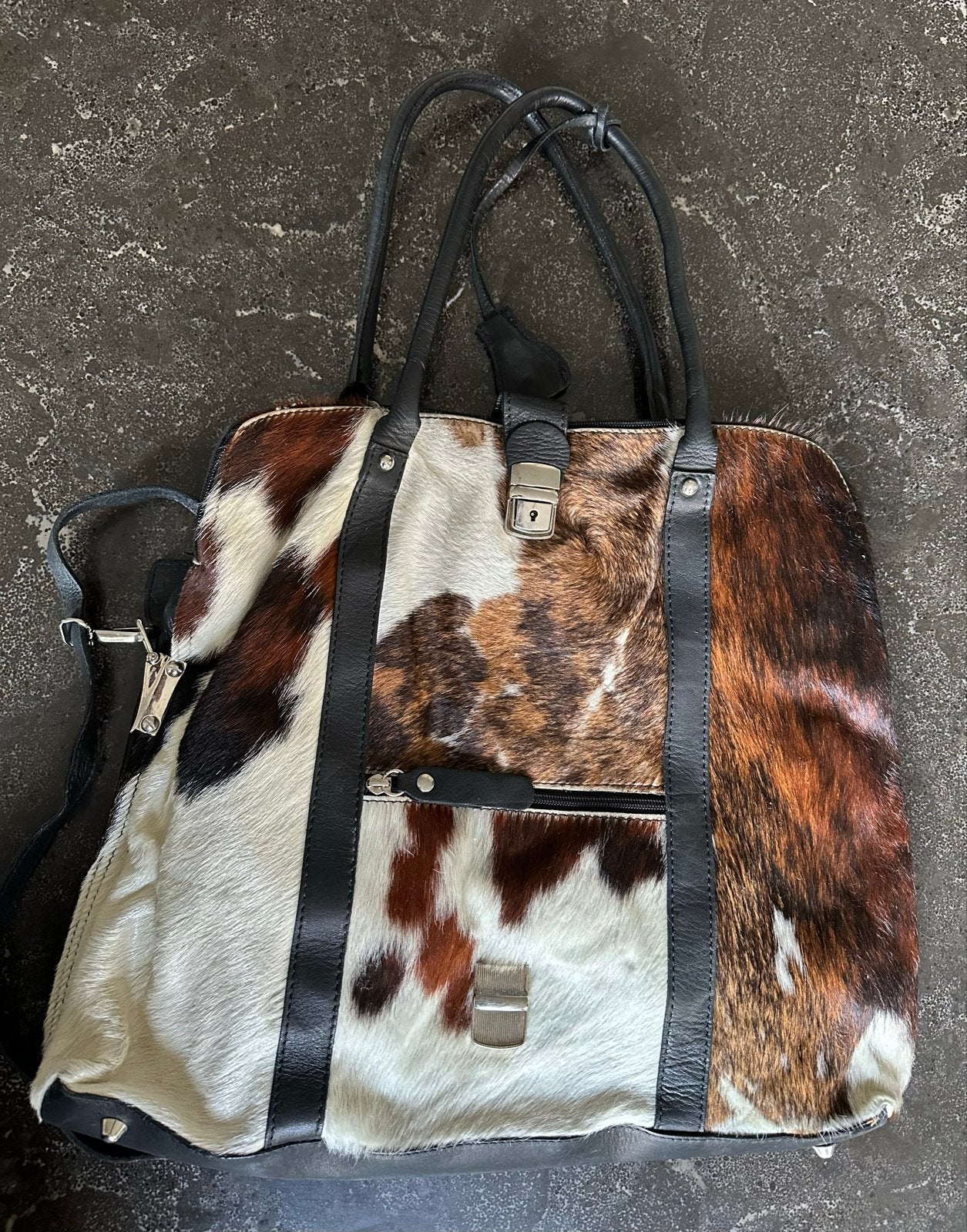 Lederen Vera Pelle tas met koeienhuid - in zeer goede staat!, Ophalen of Verzenden, Zo goed als nieuw, Overige kleuren, Handtas