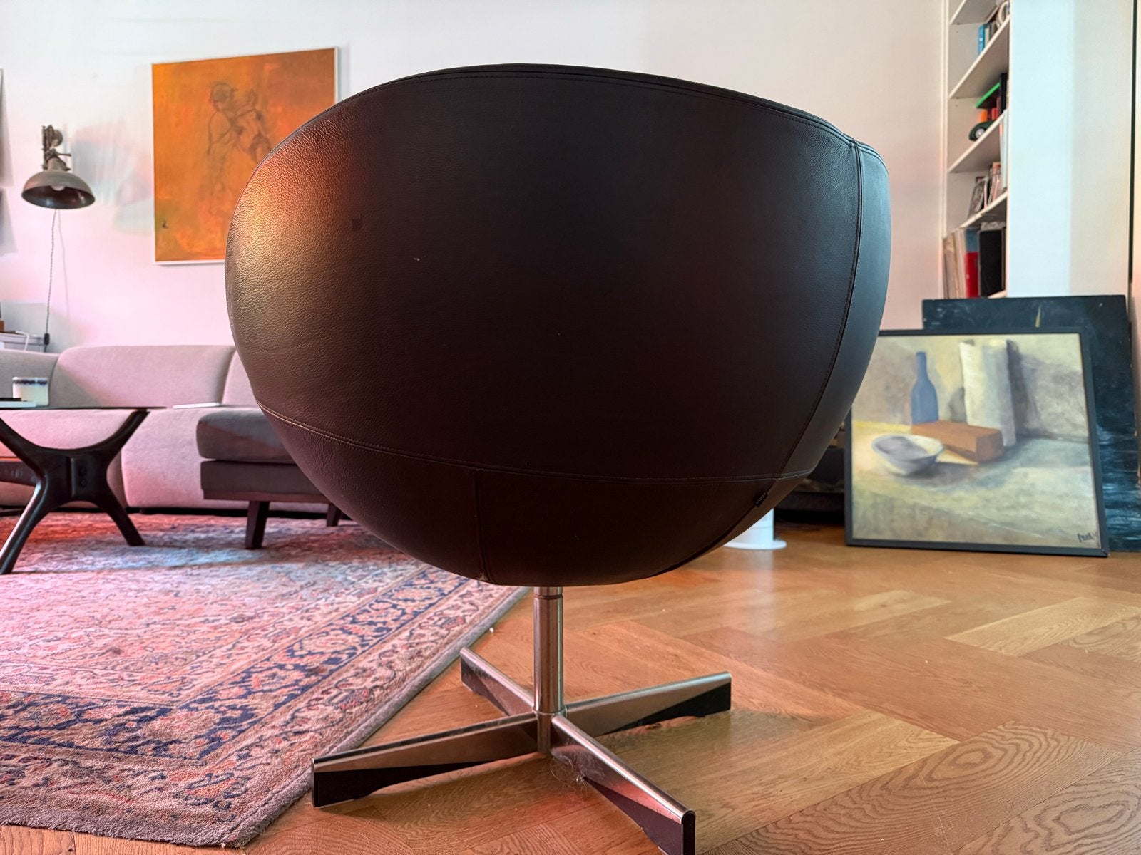 Varier Planet Fauteuil Zwart Leer, Huis en Inrichting, Stoelen, Ophalen, Zwart, Leer, Zo goed als nieuw