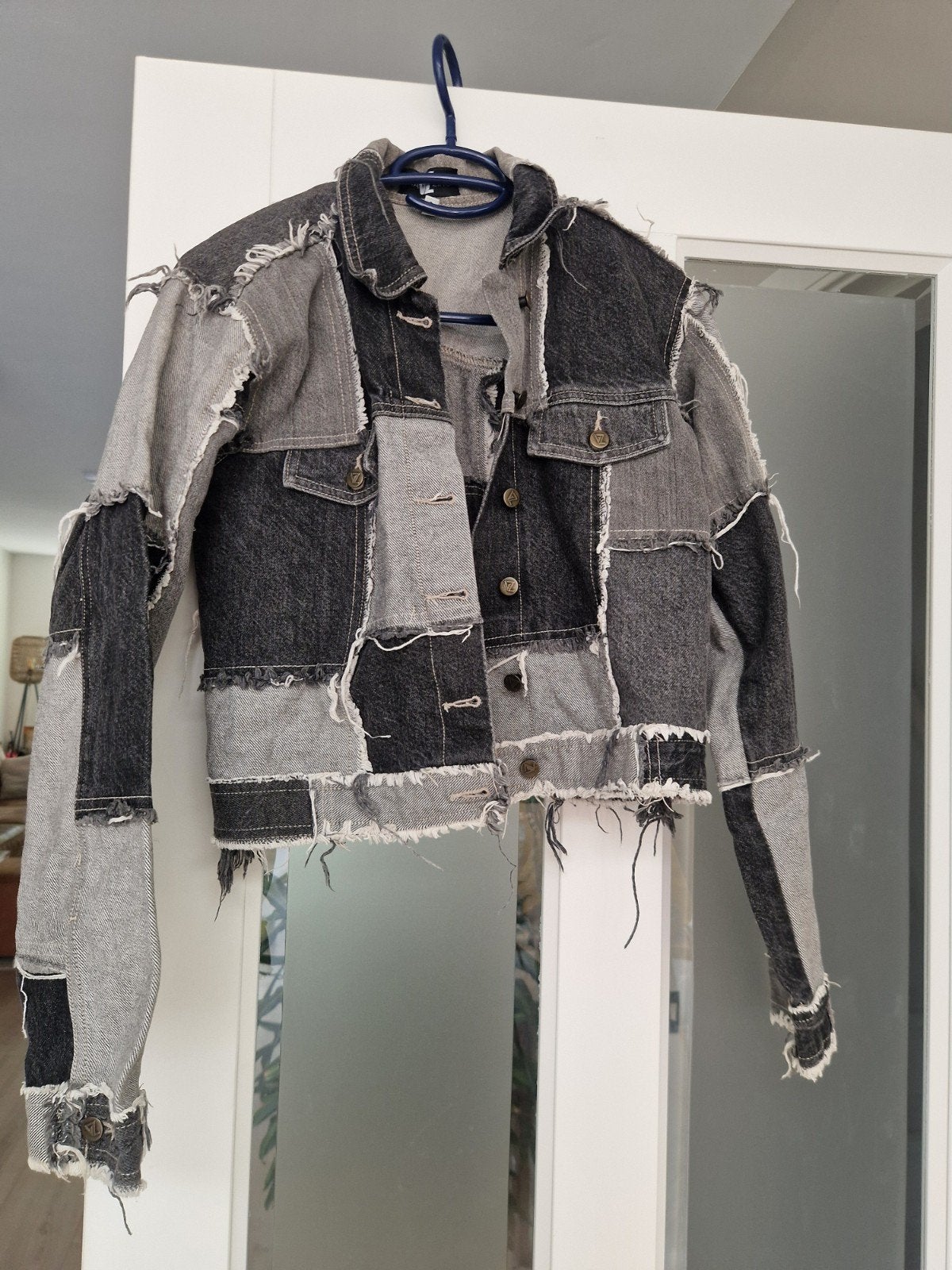 Amazing spijkerjack patchwork grijs maat 36 (S), Amazing, Ophalen of Verzenden, Maat 36 (S), Grijs