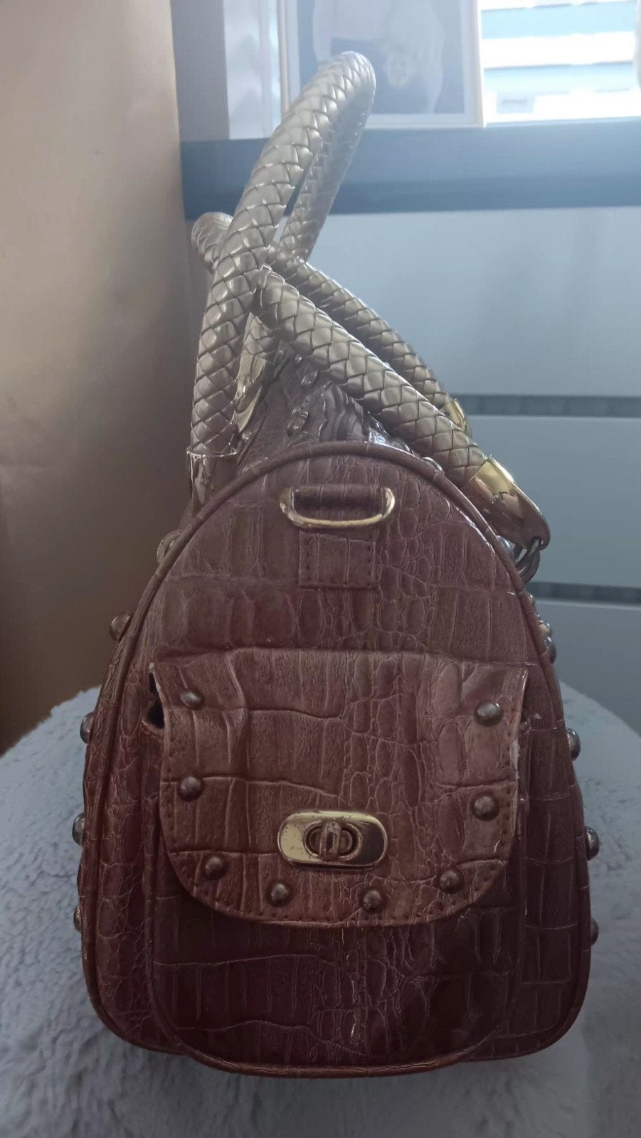 Dames Croco Handtas, Ophalen, Gebruikt, Bruin, Handtas