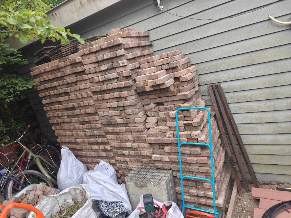 gratis 25m2 klinkers, Tuin en Terras, Ophalen, Overige materialen, Gebruikt, Klinkers