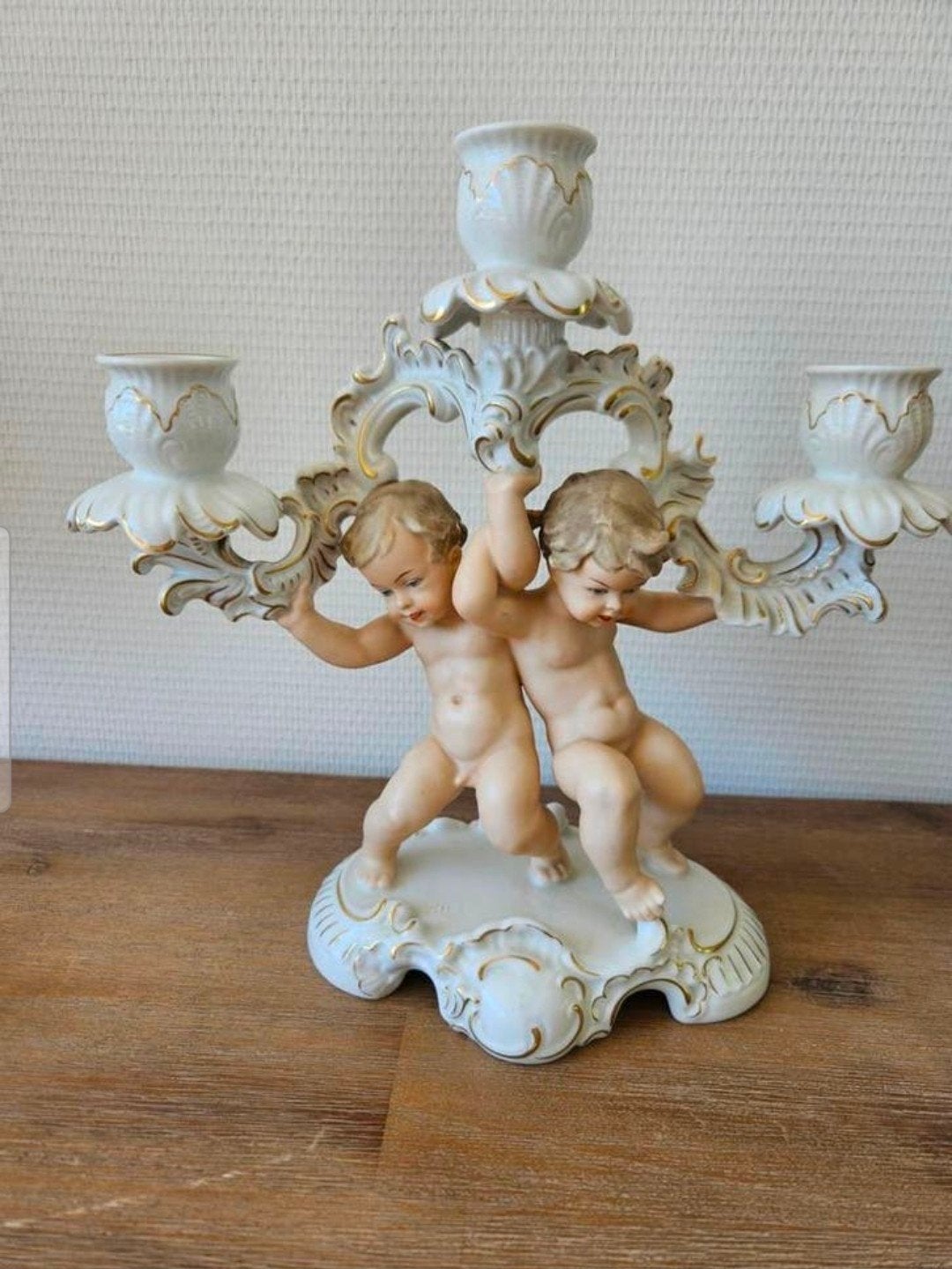 Waldorf kandelaar met cherubijntjes, Ophalen of Verzenden