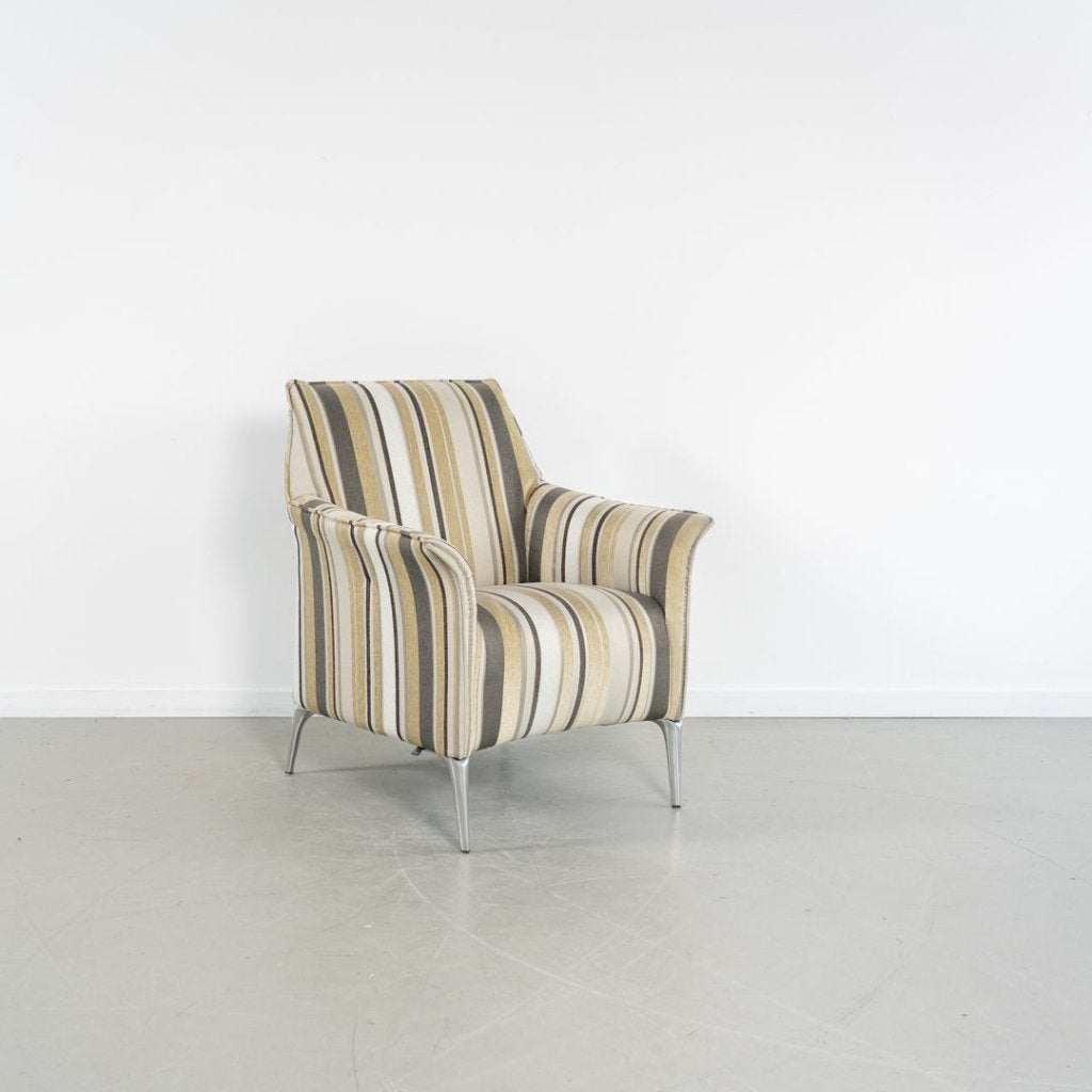 Leolux Mayuro Fauteuil Grijs/Wit/Beige Stof, Niet ingevuld, Zo goed als nieuw, Niet ingevuld, Niet ingevuld