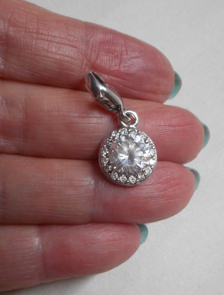 Zilveren Ti Sento charm bedel met heldere stenen nr.1563, Overige merken, Verzenden, Zo goed als nieuw, 1 bedel