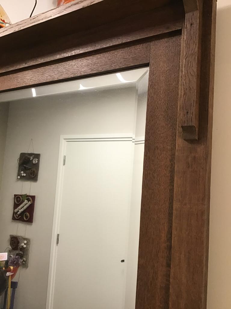 Antieke houten kist met spiegel - Halmeubelset, Ophalen of Verzenden