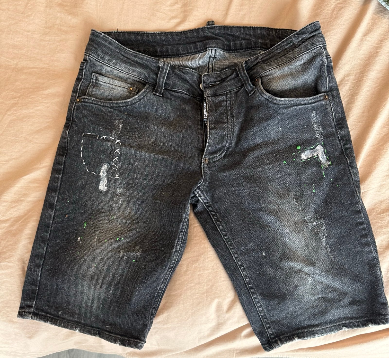 Dsquared2 Korte Broek Maat 31 - Zwart/Grijs Denim, Ophalen of Verzenden, Zo goed als nieuw, Zwart, W32 (confectie 46) of kleiner
