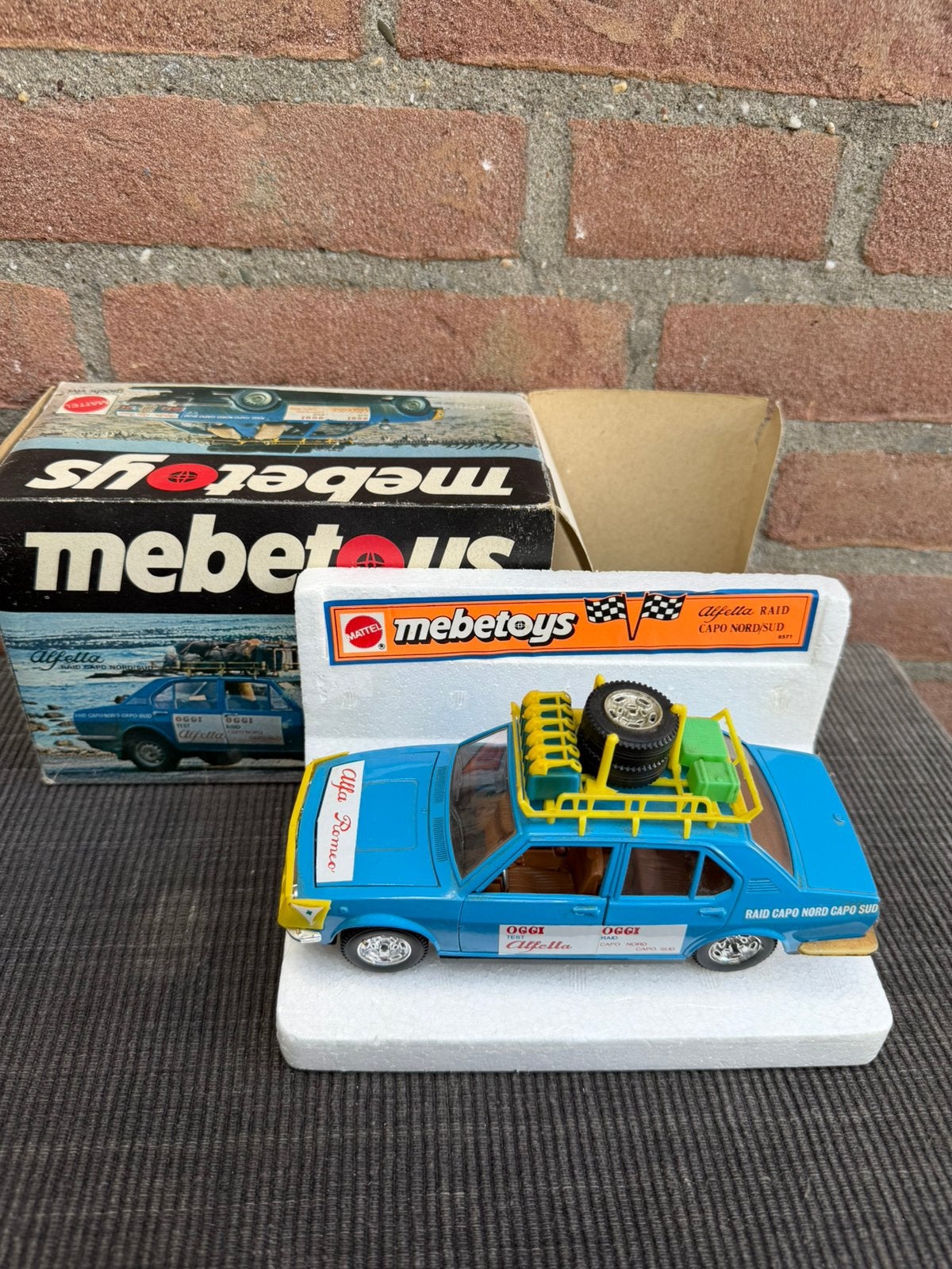 1:25 Mebetoys Alfa Romeo Alfetta Raid Capo Nord, Ophalen of Verzenden, Zo goed als nieuw, Overige merken