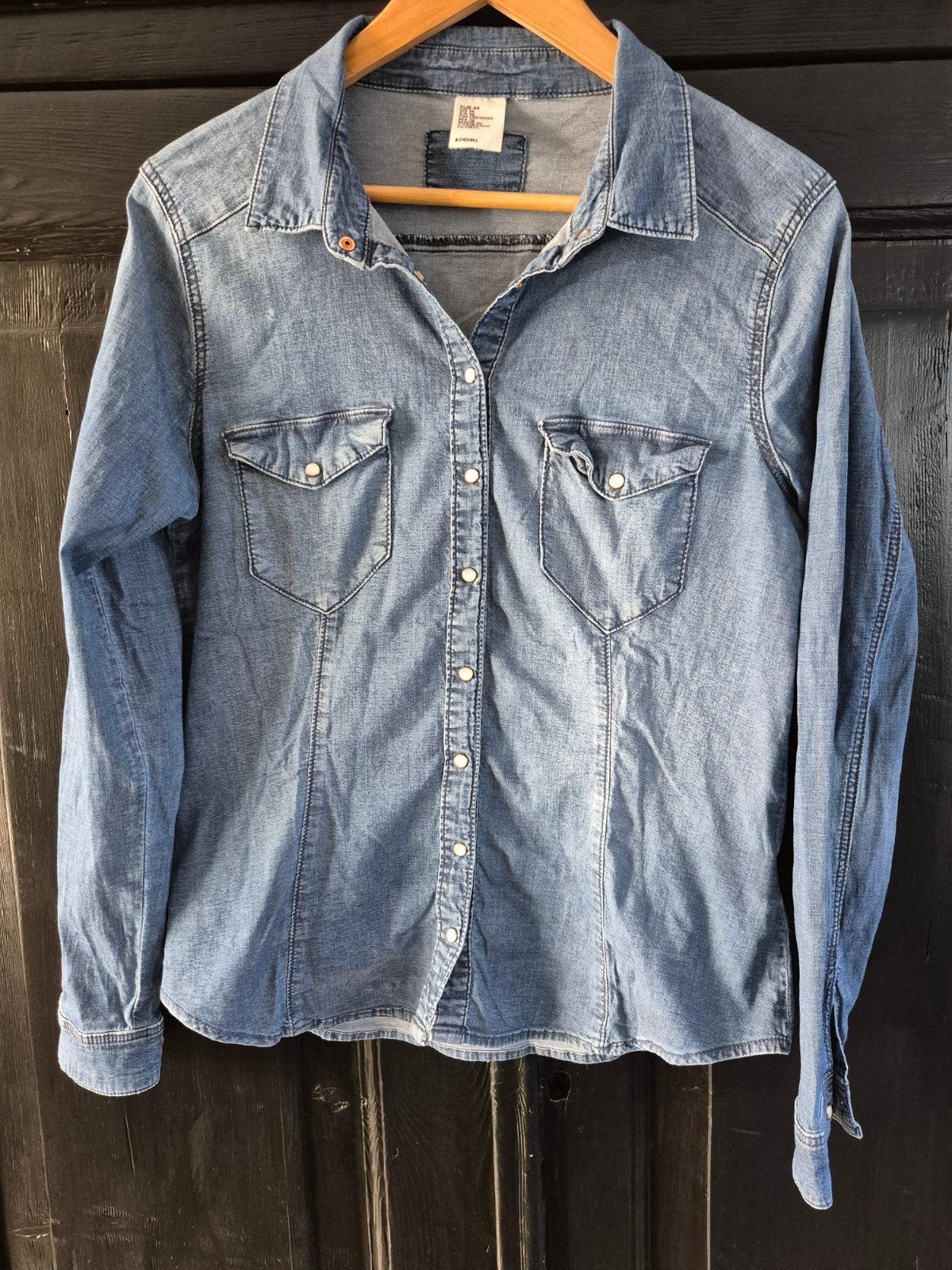 H&M spijkerblouse maat 44, valt als maat 40, H&M, Ophalen of Verzenden, Maat 38/40 (M), Blauw
