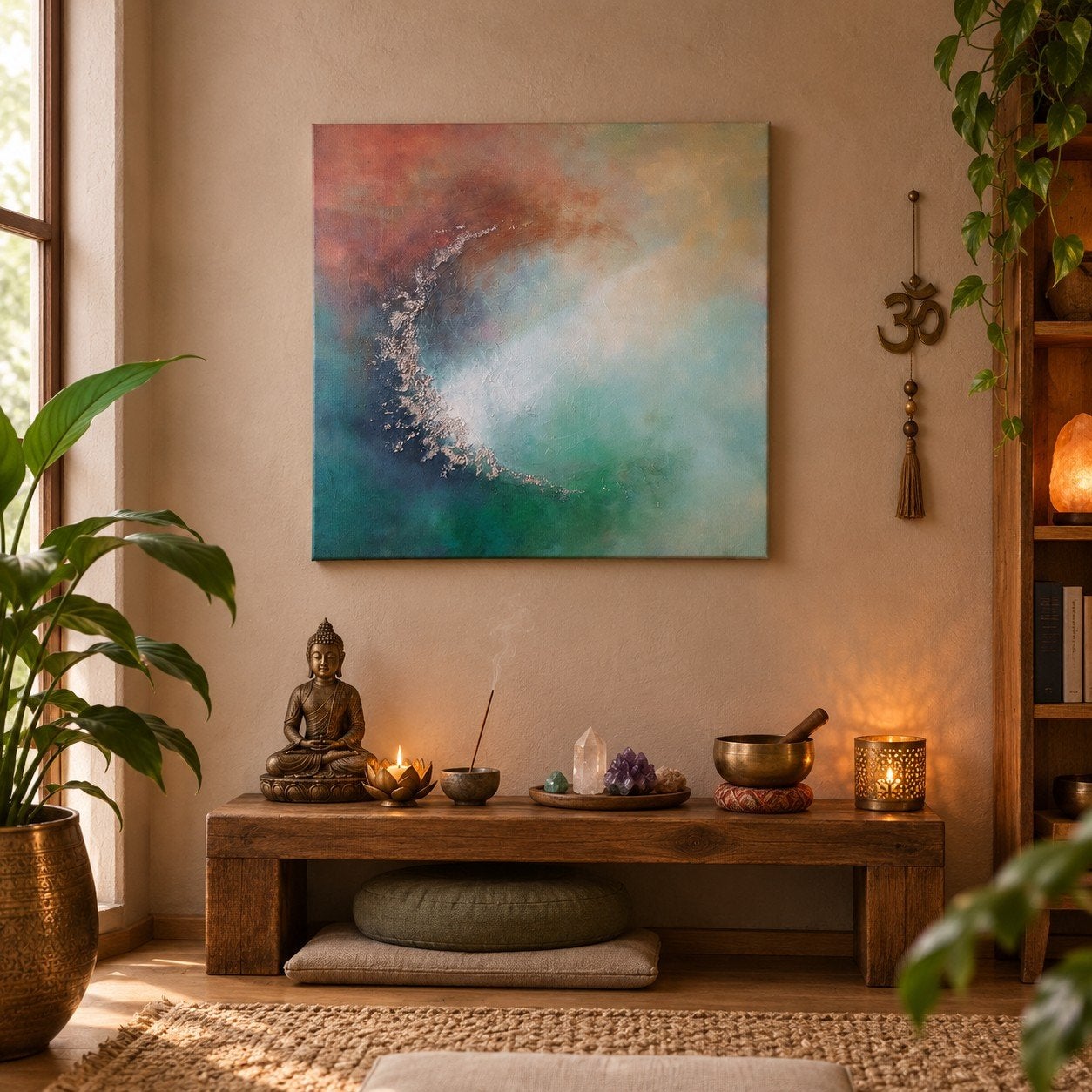 mixedmedia acryl schilderij 70x70cm, Ophalen of Verzenden