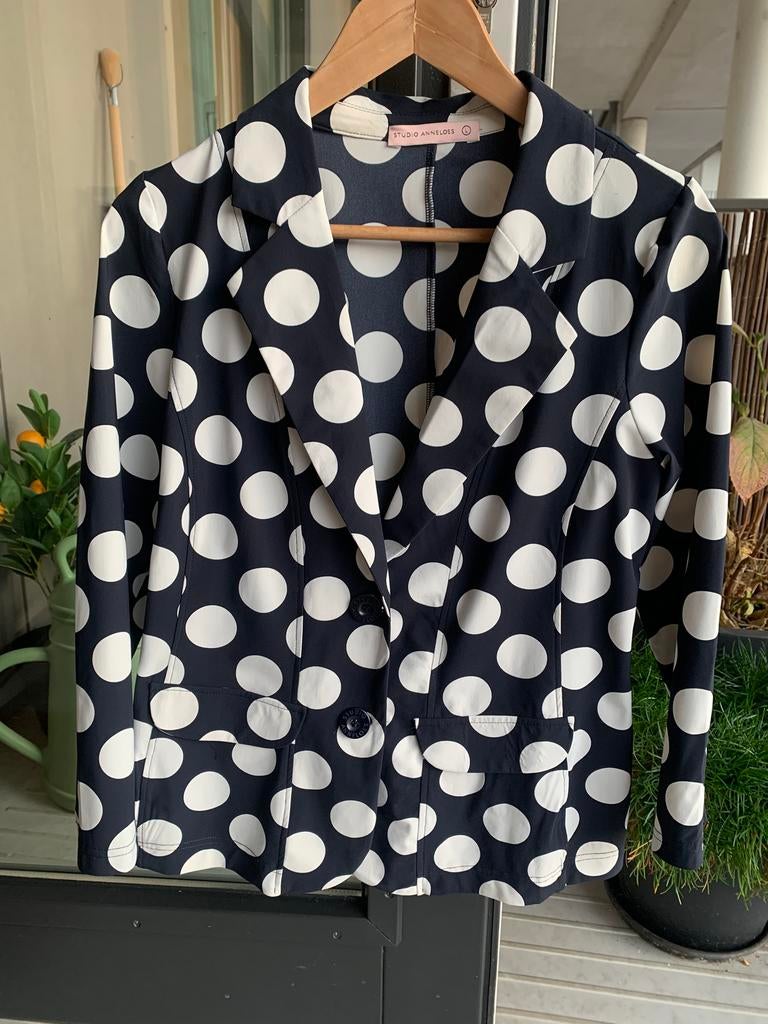 Zwart/wit polkadot colbert, Studio Anneloes, mt L, Ophalen, Zwart, Maat 42/44 (L), Zo goed als nieuw
