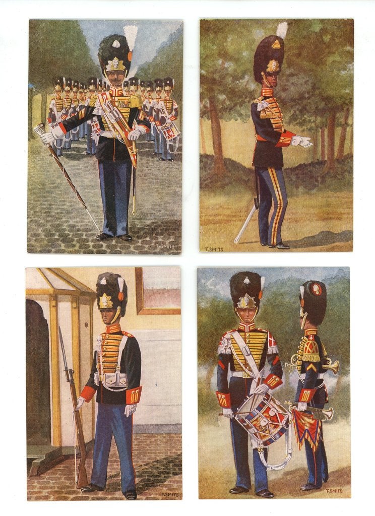 Vier ansichtkaarten garderegiment grenadiers, Ophalen of Verzenden, Landmacht, Nederland, Foto of Poster