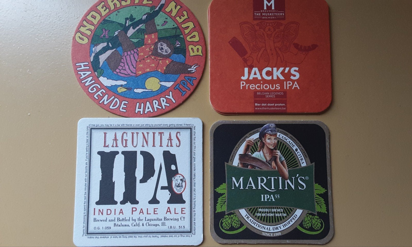 Bierviltjes IPA, Lagunitas, Jack's, Martin's, Hangende Harry, Verzamelen, Ophalen of Verzenden, Zo goed als nieuw, Viltje(s), Overige merken