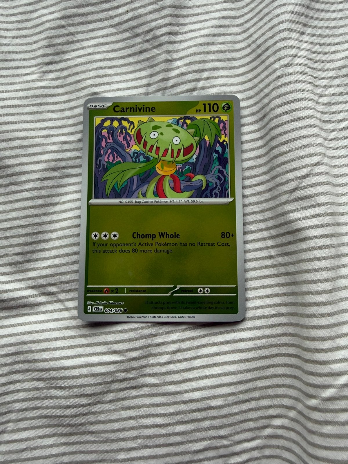 Carnivine holo pokemon kaart, Ophalen of Verzenden, Zo goed als nieuw
