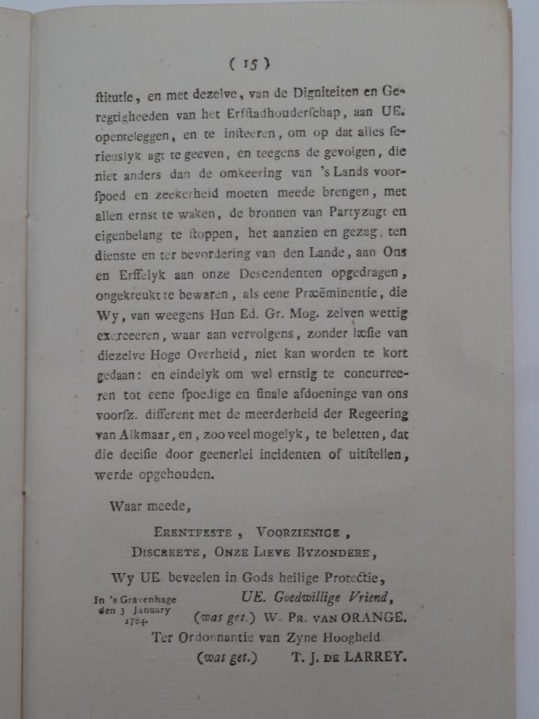 Pamflet WILLEM V prins van Oranje aan Holland Friesland 1784, Verzenden
