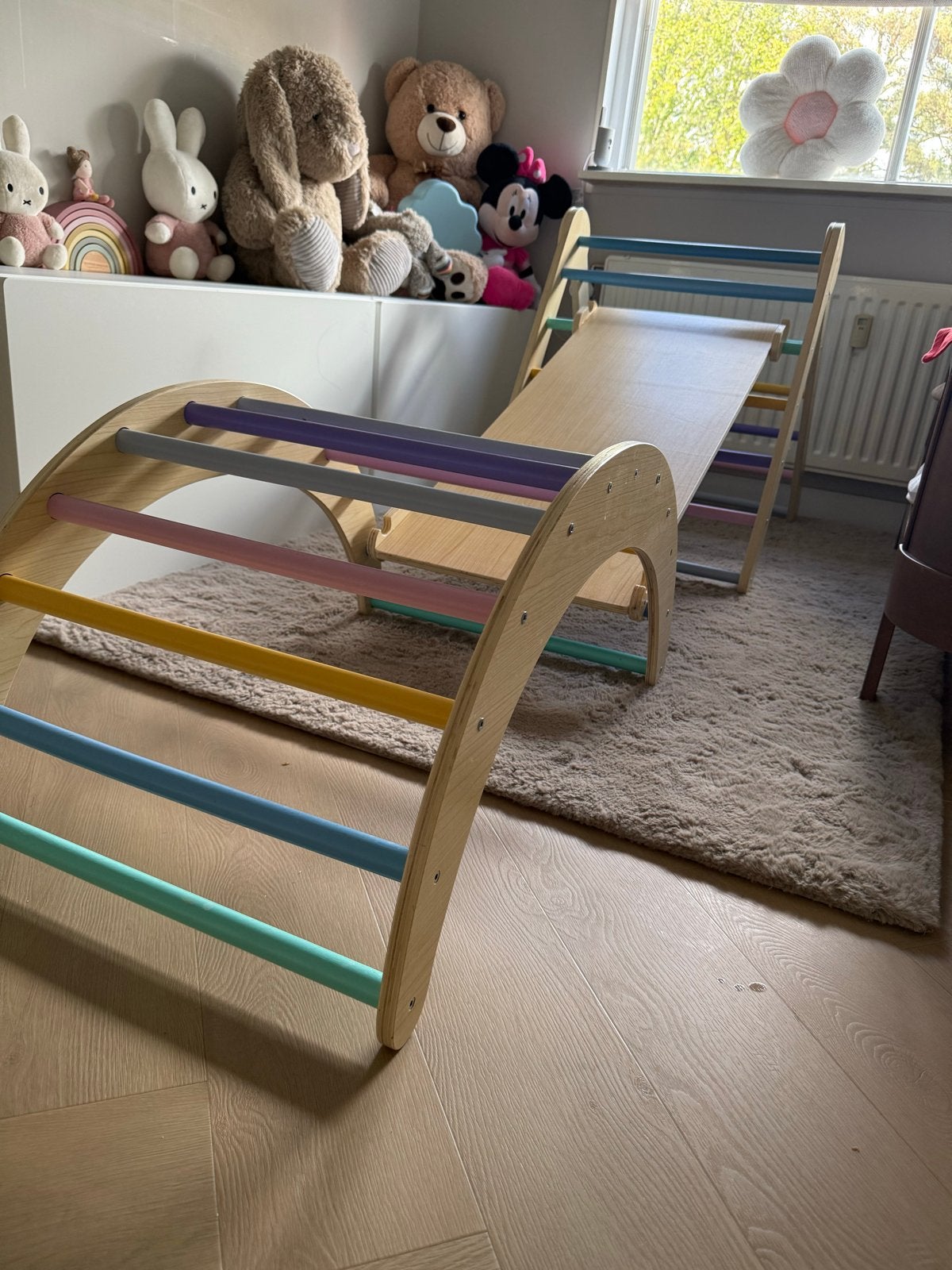 Houten klimrek met glijbaan en klimwand voor kinderen, Ophalen, Zo goed als nieuw, Glijbaan