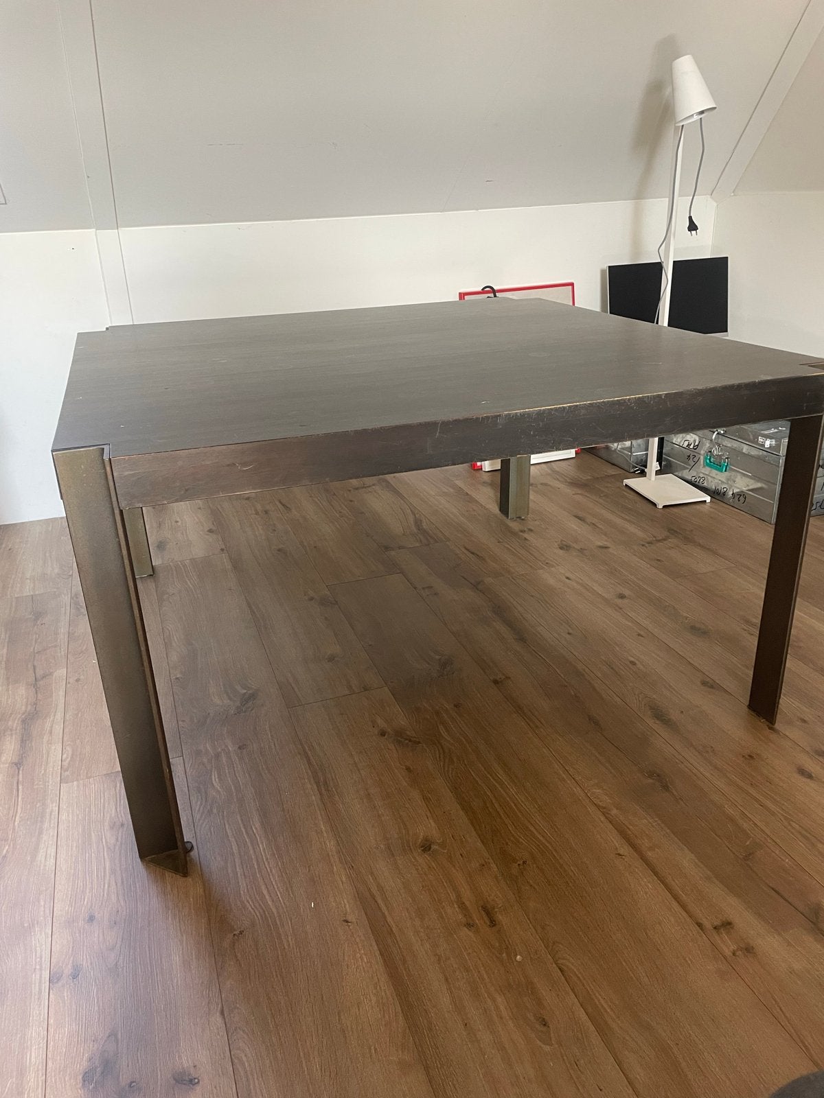 Linteloo eettafel 140x140 cm, massief teak, wengé, Gebruikt, 100 tot 150 cm, Ophalen of Verzenden, Vier personen