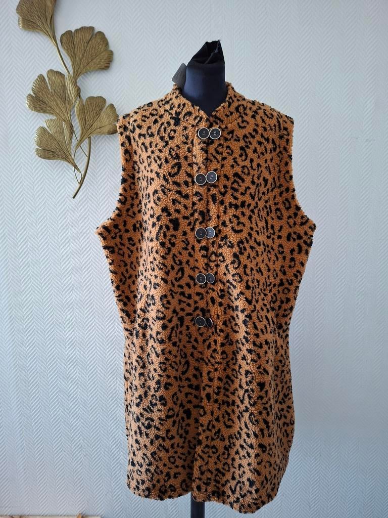 Lange Panterprint Bodywarmer Magna - Maat 52/54 - Nieuw, Bruin, Maat 46/48 (XL) of groter, Nieuw, Ophalen of Verzenden
