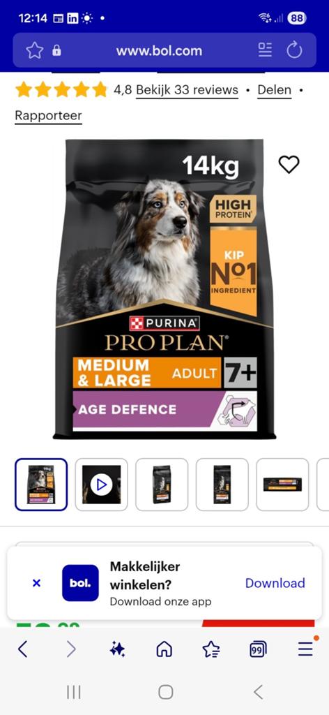 PURINA PRO PLAN Age Defence Senior (7+) - Hondenvoer - Kip -, Dieren en Toebehoren, Dierenvoeding, Ophalen of Verzenden, Hond