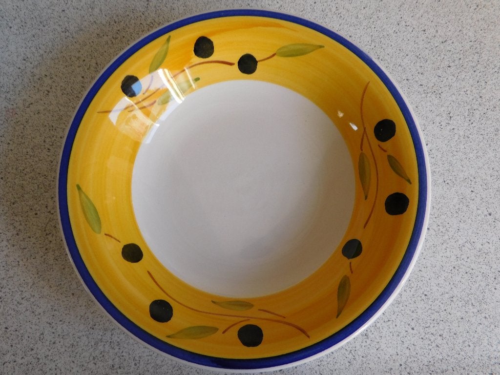Diep Bord 21x5 cm. Olijven C.M.S. Made in Italy Handpainted, Ophalen of Verzenden