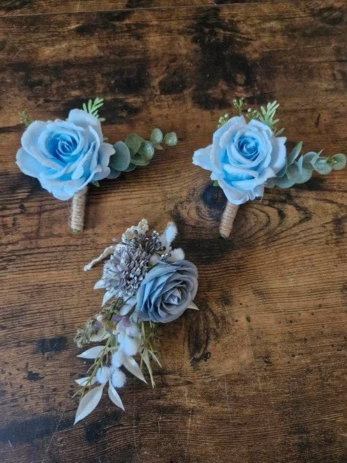 3 corsages voor mannen h3, Overige materialen, Blauw, Onbekend, Nieuw