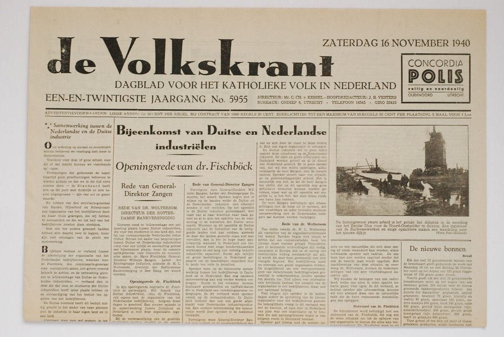 16 november 1940 De Volkskrant | Herdruk krant WOII, Zo goed als nieuw, Verzenden, Amsterdam, Overige soorten