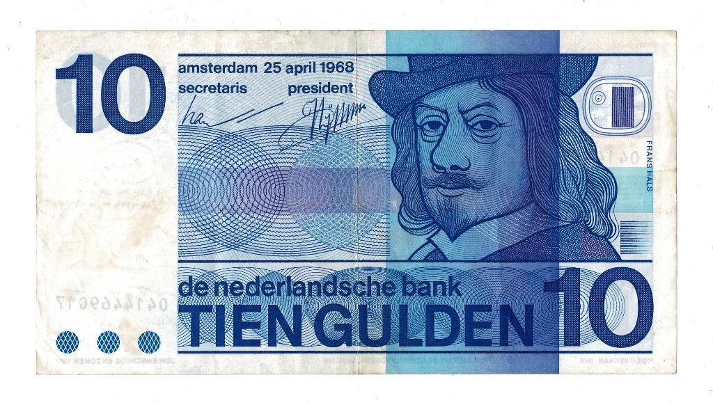 10 gulden 1968 Frans Hals, Bulls-eye variant (Zie scans), Postzegels en Munten, Ophalen of Verzenden, 10 gulden, Los biljet