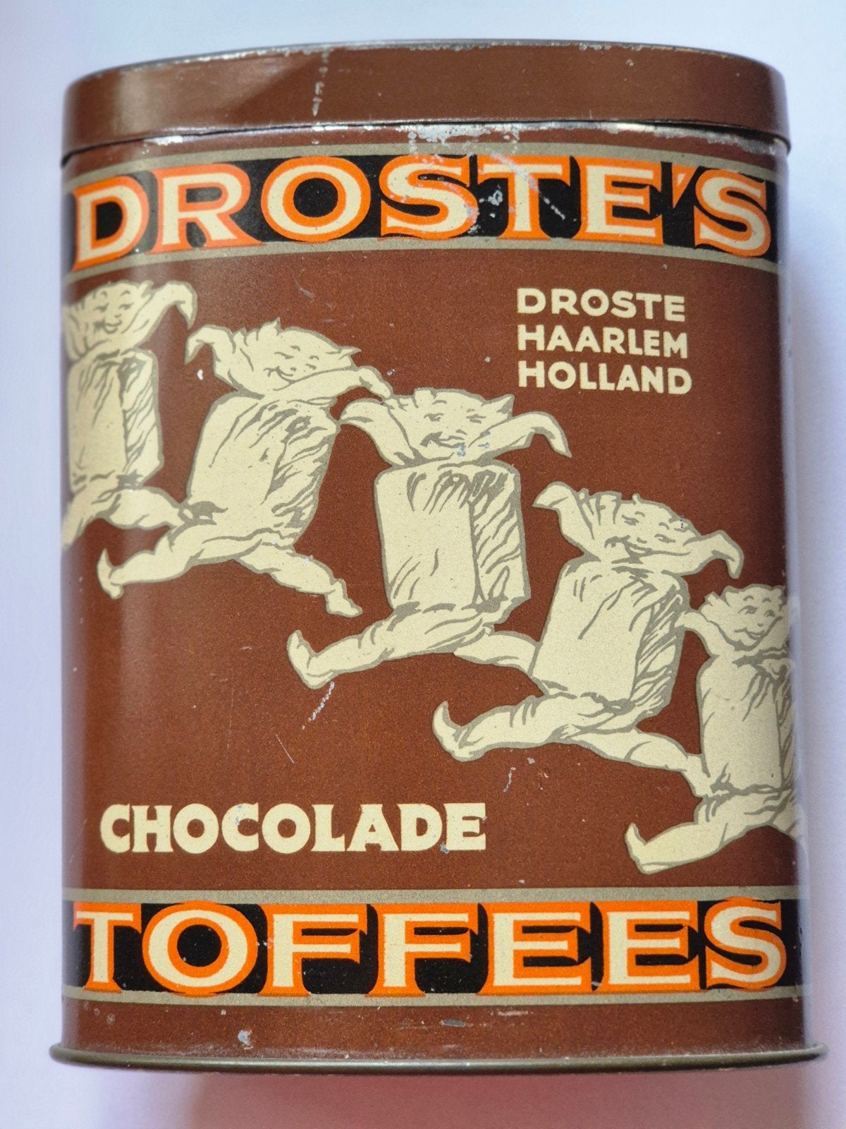 Droste Chocolade Toffees blik bruine versie, Ophalen of Verzenden, Gebruikt, Overige, Droste