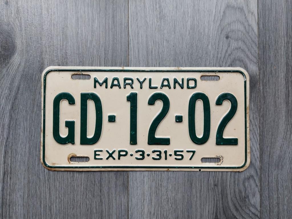 Kentekenplaat 1957 Maryland USA Nummerplaat Nummerbord, Ophalen of Verzenden, Gebruikt, Auto's