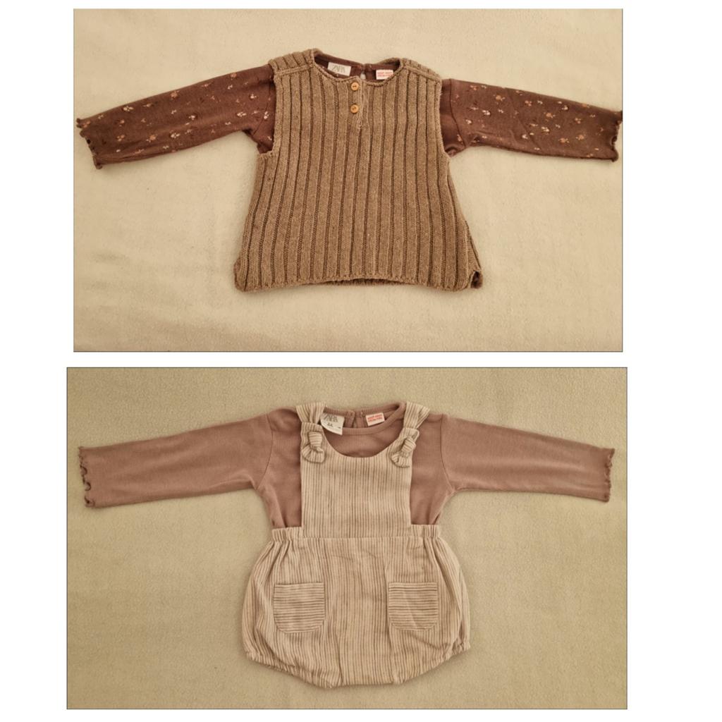 2 x zara setjes baby kleding maat 68 tuinbroek vest roze, Zo goed als nieuw, Verzenden, Meisje, Zara