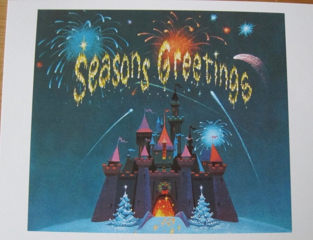 Kerst - Seasons Greetings - Disney kasteel - nieuw, Verzenden, 1980 tot heden, Ongelopen, Overige thema's