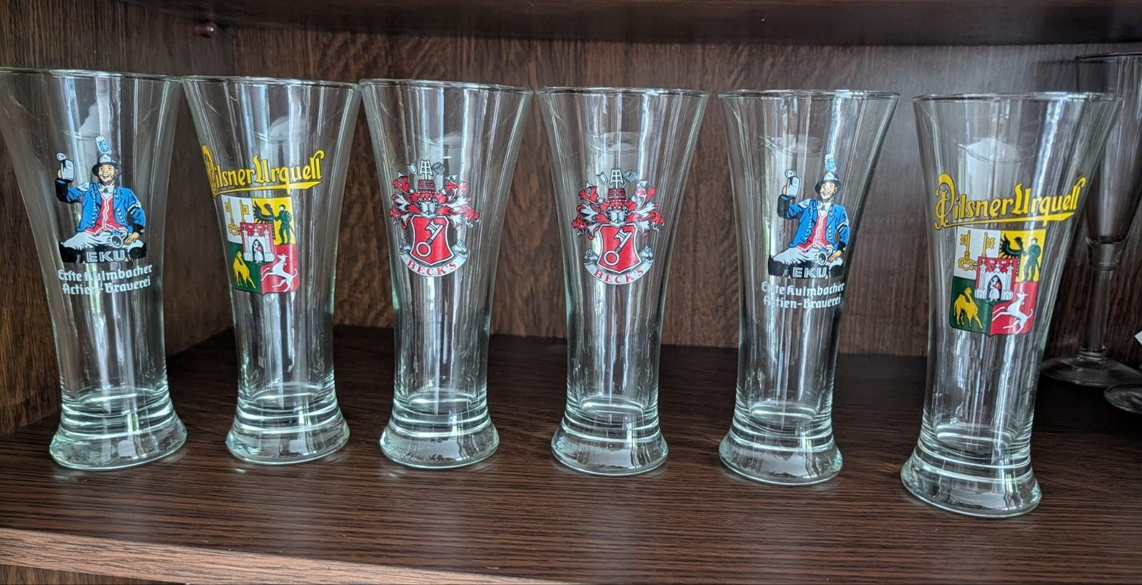 Set van 6 bierglazen, 18cm hoog,  ook los te koop, Ophalen