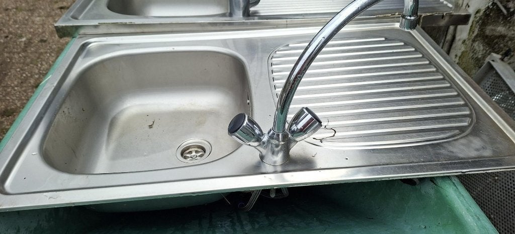 RVS Spoelbak met Warm en Koud Water, Ophalen, Gebruikt, 50 tot 100 cm, Minder dan 100 cm