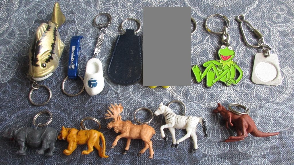 12 verschillende sleutelhangers / 6 met dieren eraan, Ophalen of Verzenden, Overige typen