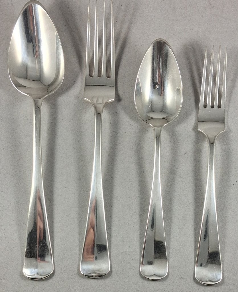 12 persoons 48 dlg zilveren bestek model Haags Lofje, Antiek en Kunst, Ophalen of Verzenden, Zilver