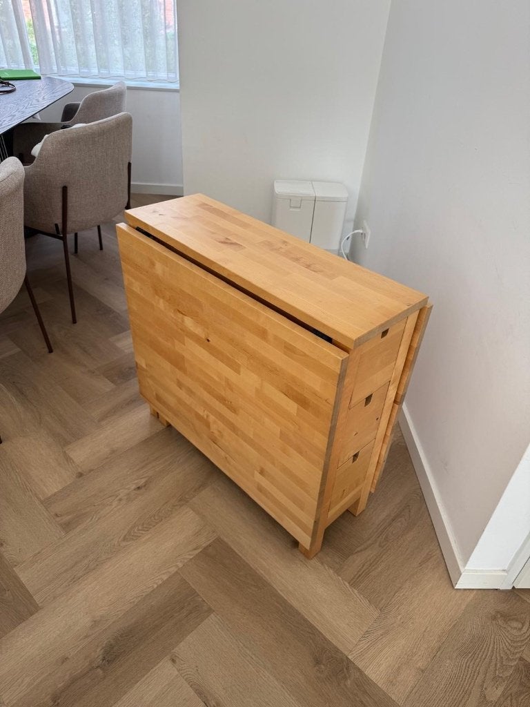 Klapbare ikea tafel norden, berken, Huis en Inrichting, Ophalen, Gebruikt, 50 tot 100 cm, Vijf personen of meer