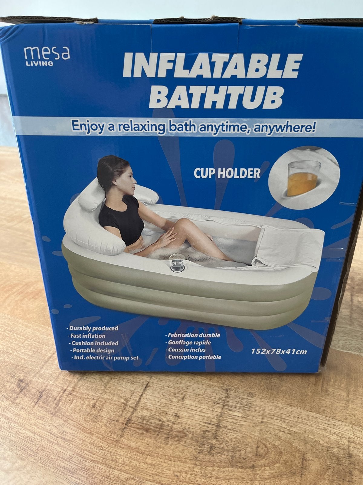Mesa Living Opblaasbaar Ligbad met Bekerhouder, Tuin en Terras, Bubbelbaden en Hottubs, Nieuw, Ophalen