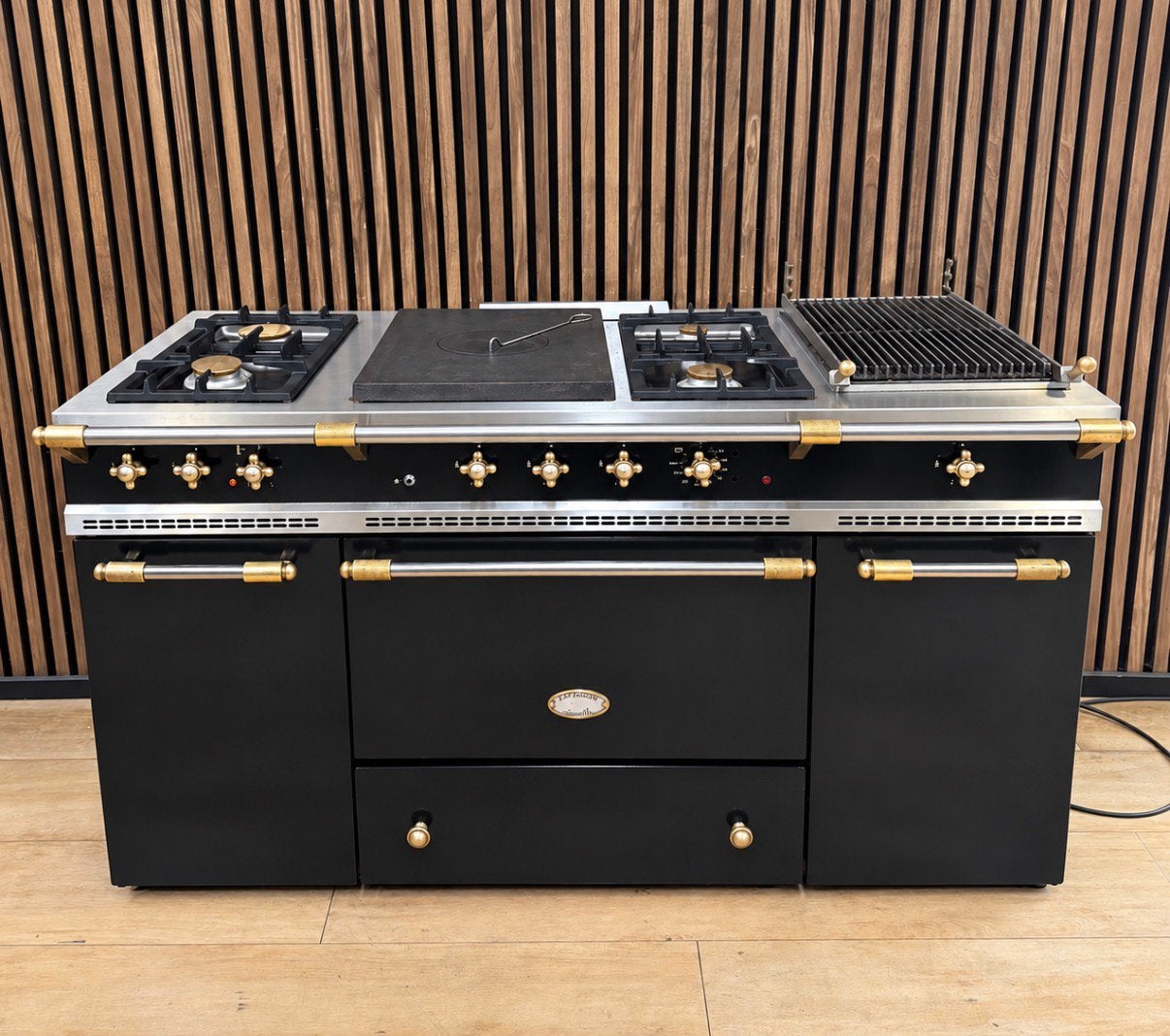 Prachtige zwarte Lacanche Fornuis 150 cm  (Gratis bezorgen), Witgoed en Apparatuur, 5258sh, Gebruikt, Grill, Ophalen of Verzenden