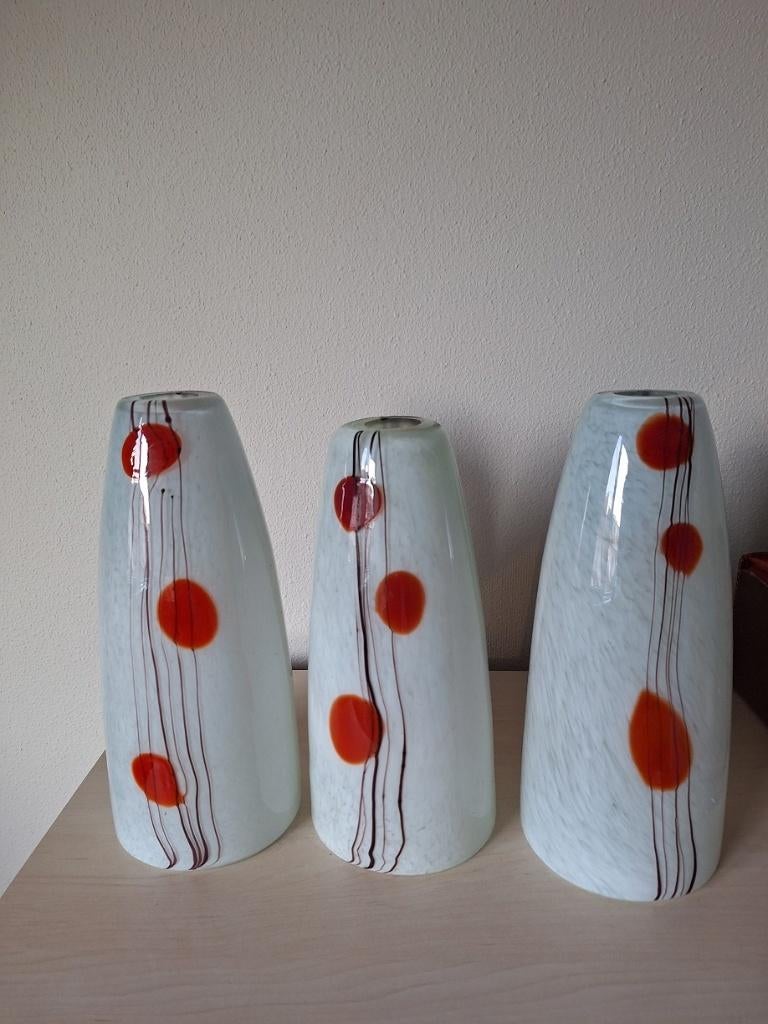 Vintage Murano lampenkappen voor hanglamp, 3 stuks, jaren 60, Huis en Inrichting, Lampen | Lampenkappen, Ophalen, Gebruikt, Rond