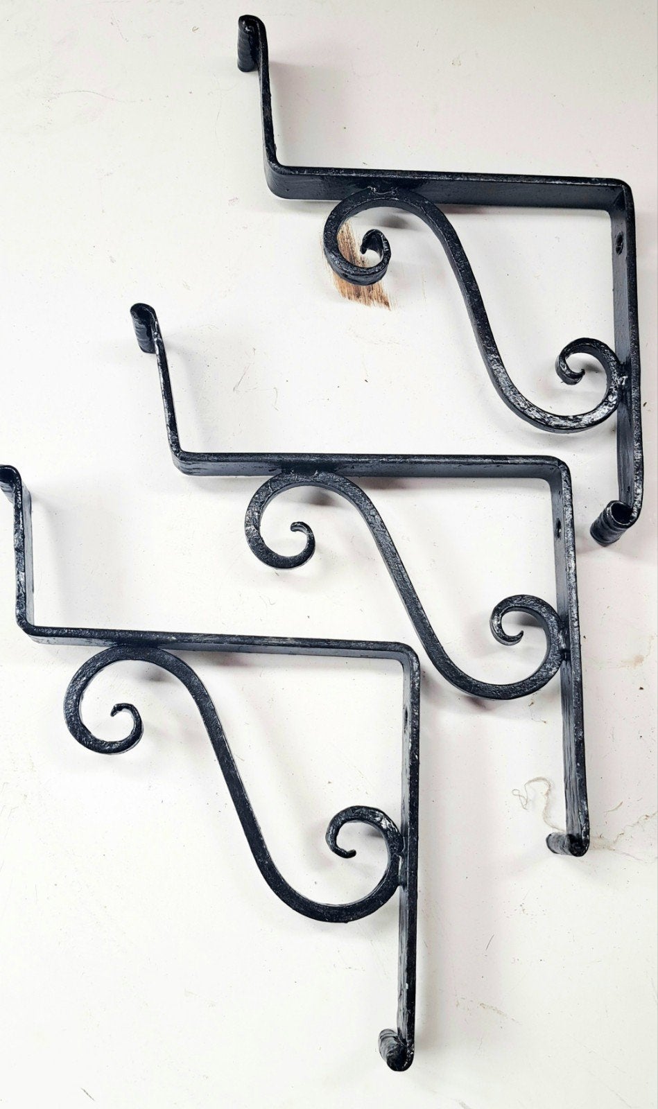 Set van 3 Zwarte Planksteunen Stevige smeedijzeren, Antiek en Kunst, Ophalen of Verzenden