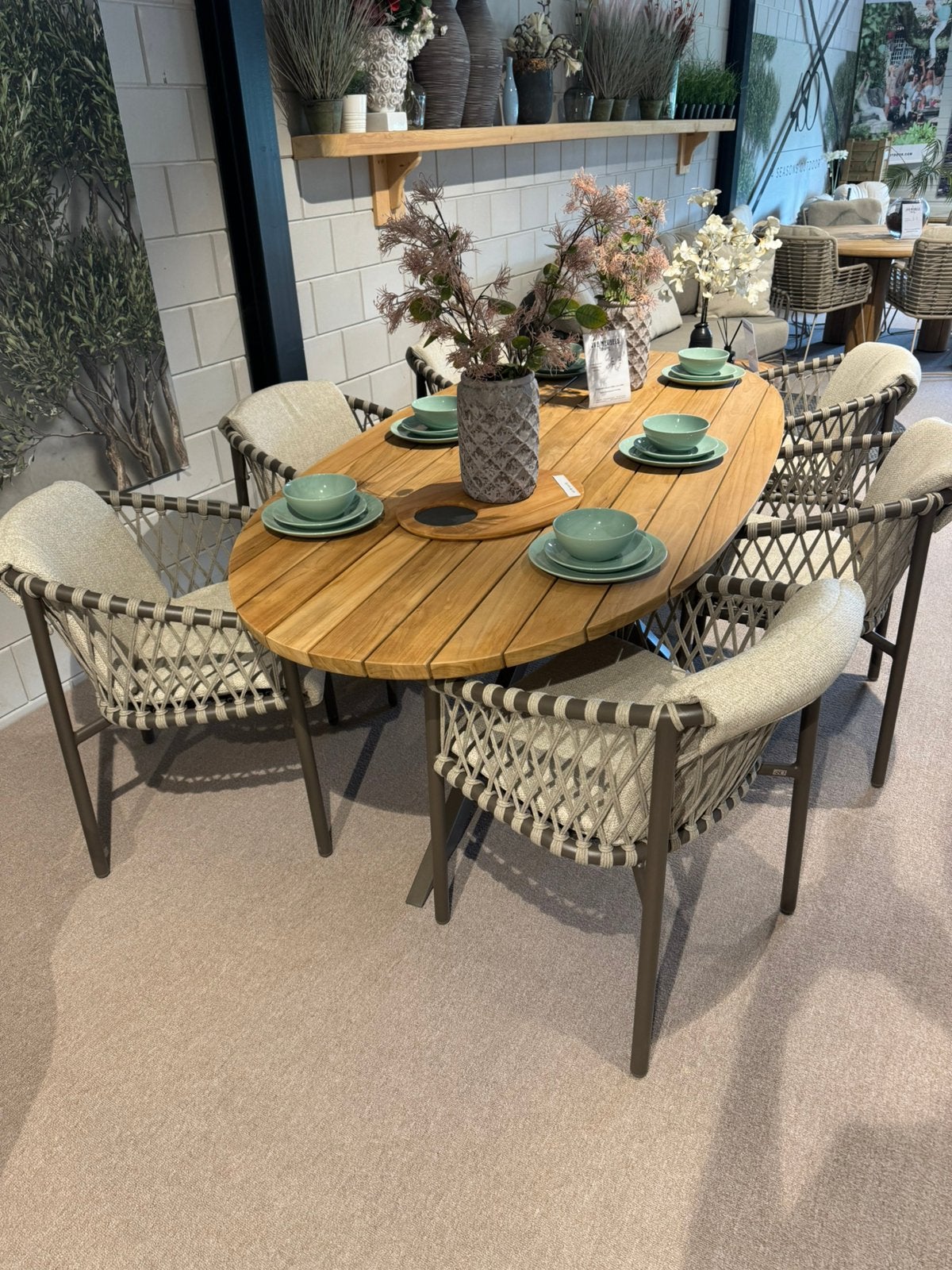 Tuinset 4 seasons outdoor allora teak tafel prado ellips, Ophalen, 6 zitplaatsen, Teakhout, Zo goed als nieuw
