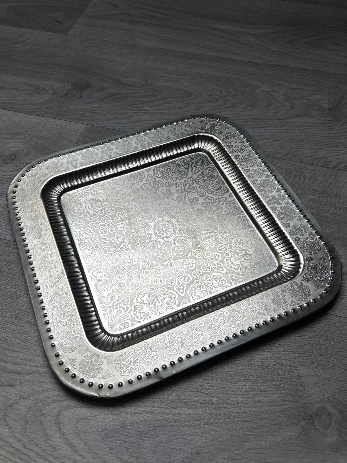 Dienblad zilver/chrome, Huis en Inrichting, Met spiegel, Verzenden, Vierkant, Zo goed als nieuw