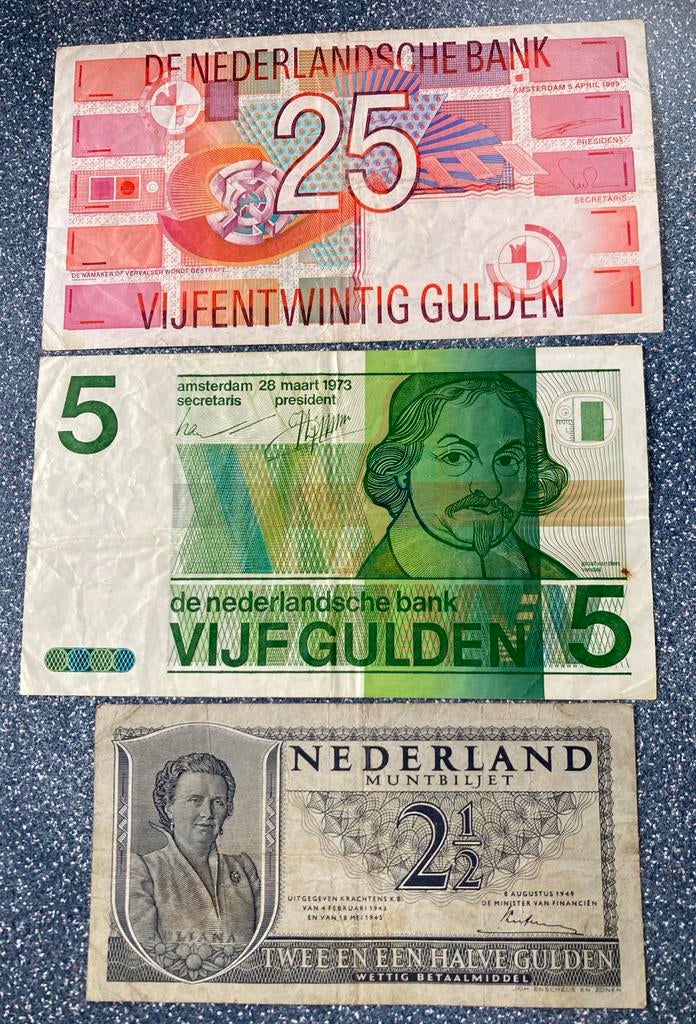 Set van 3 Oude Nederlandse Bankbiljetten, Ophalen of Verzenden, 25 gulden, Setje
