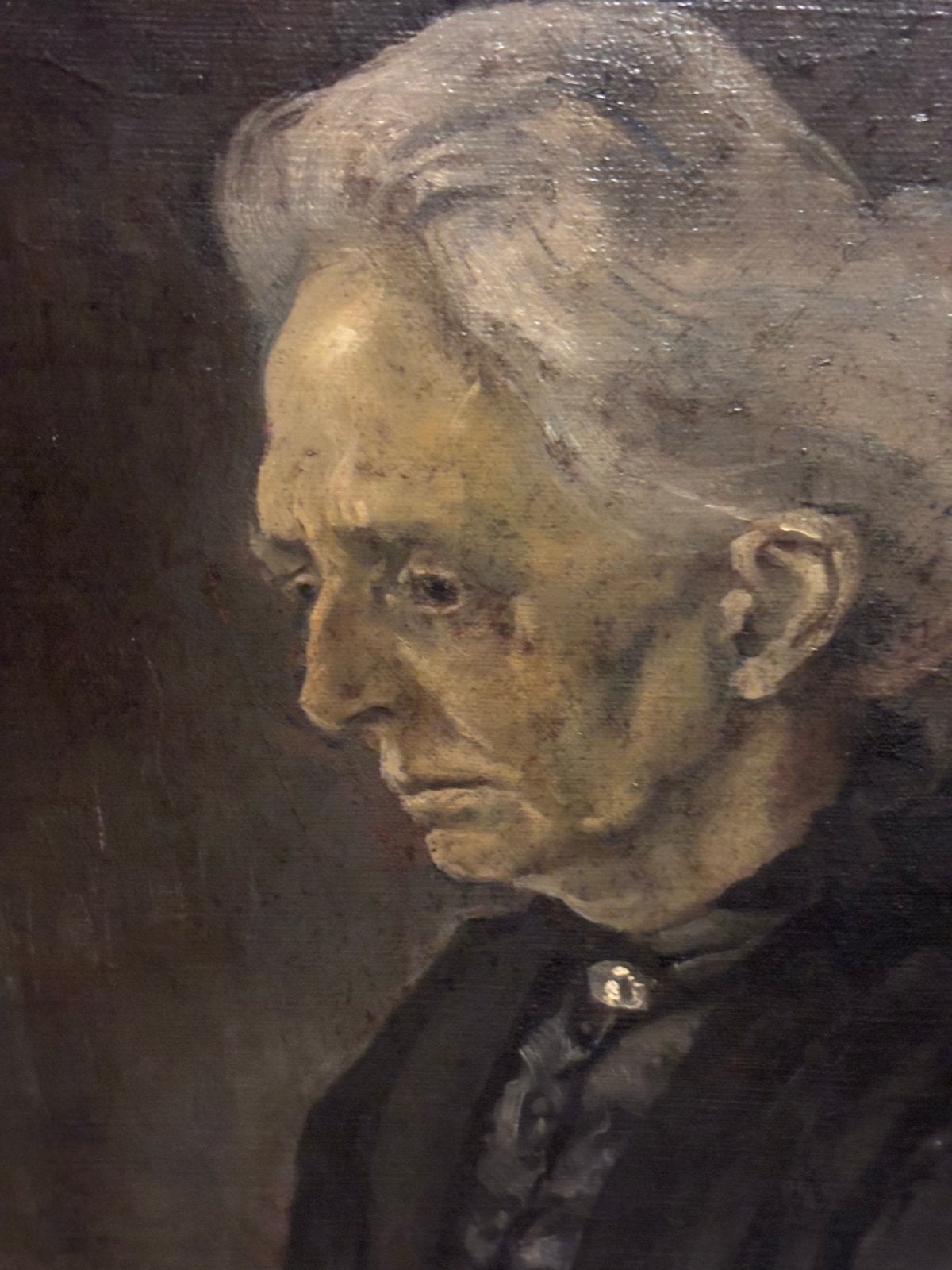 Groot gesigneerd zelfportret 19e eeuw 80x60 cm BIEDEN!!!, Ophalen, Doek, Portret of Personen, Gesigneerd