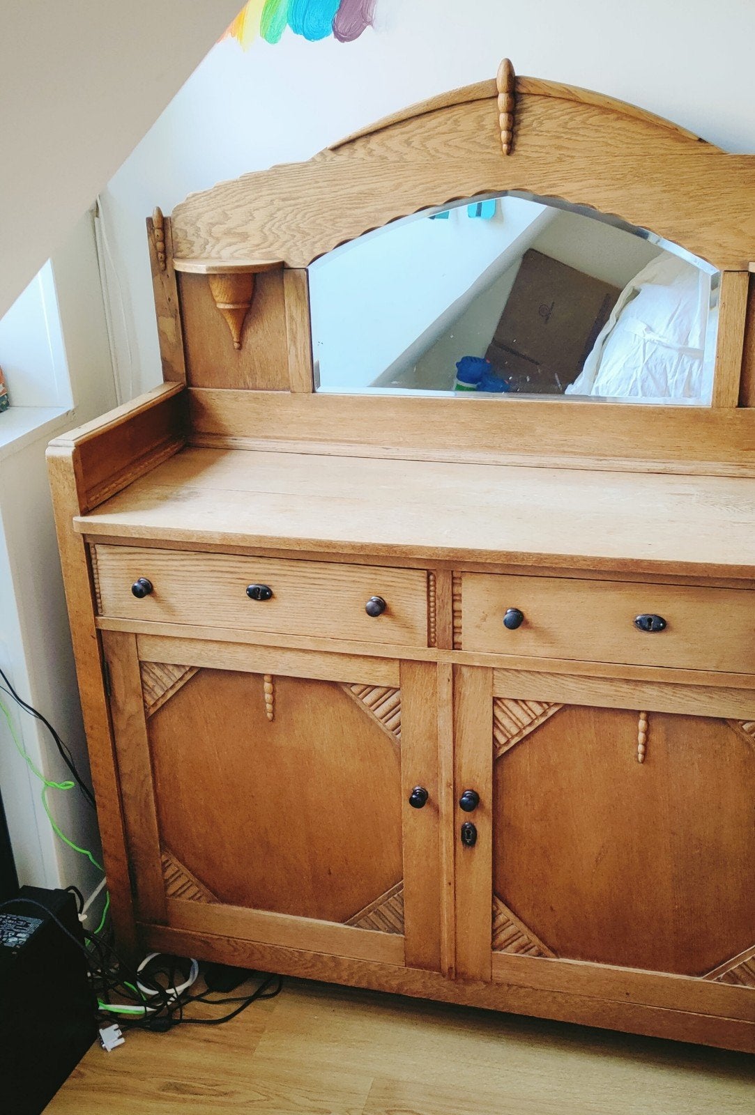 Antiek dressoir met spiegel - Eikenhout, Antiek en Kunst, Antiek | Meubels | Kasten, Ophalen