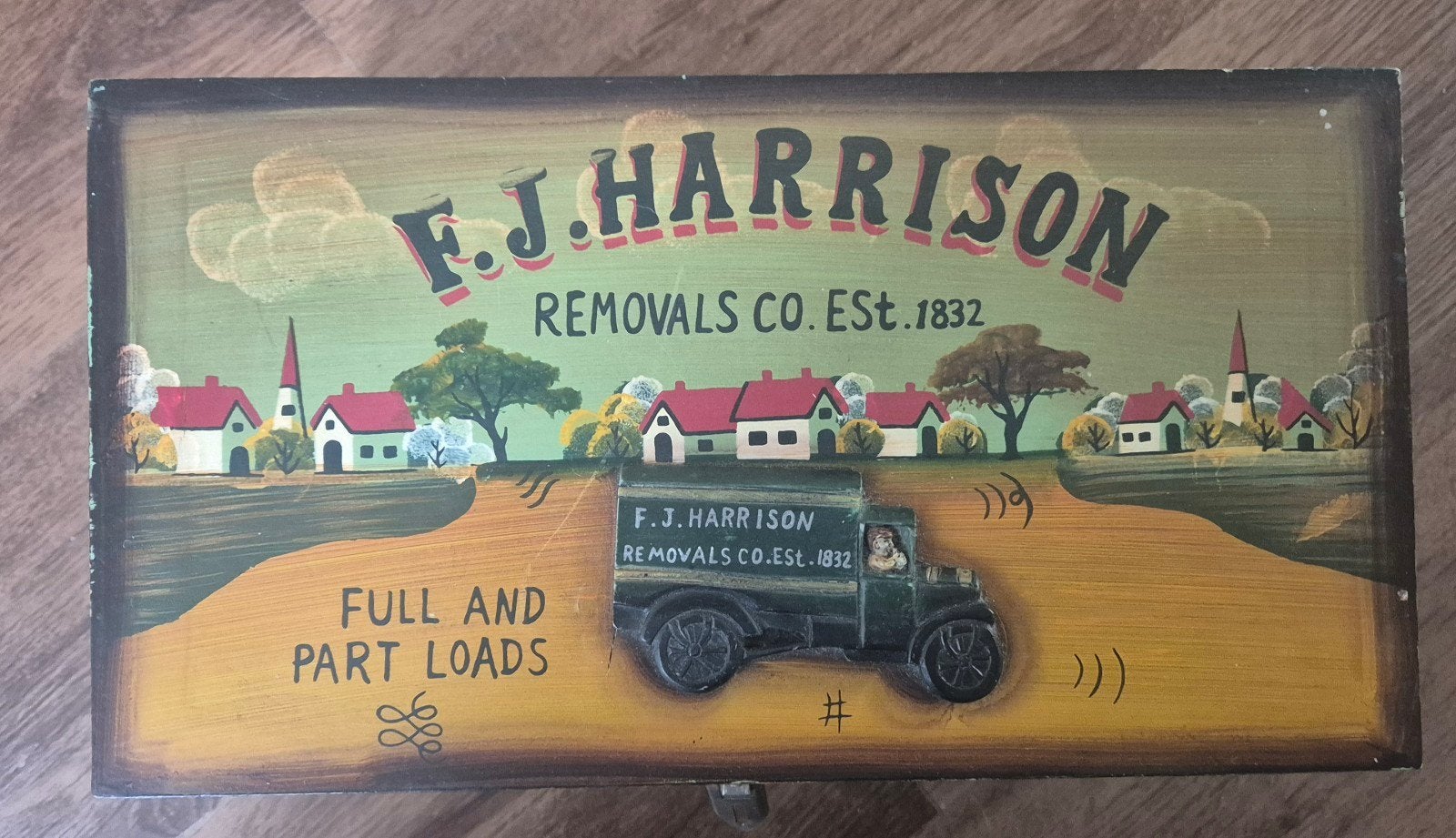 Vintage decoratieve kist F.J. Harrison Removals Co., Ophalen of Verzenden