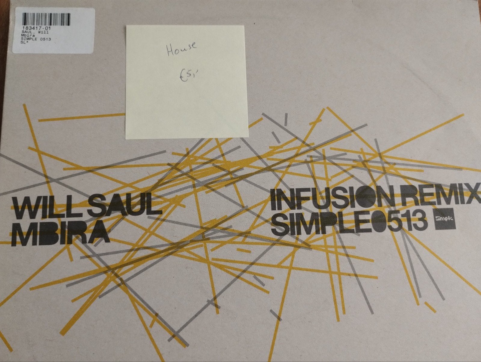 Will Saul Mbira / Infusion Remix SIMPLE0513 House 12" Vinyl, Ophalen of Verzenden, Zo goed als nieuw, House, Single