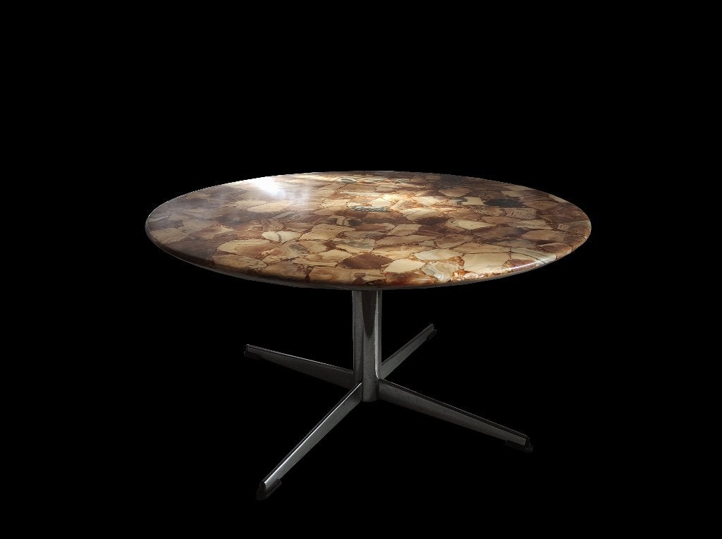 Schitterende vintage Marmeren epoxy design salontafel, Ophalen, Gebruikt, Overige materialen